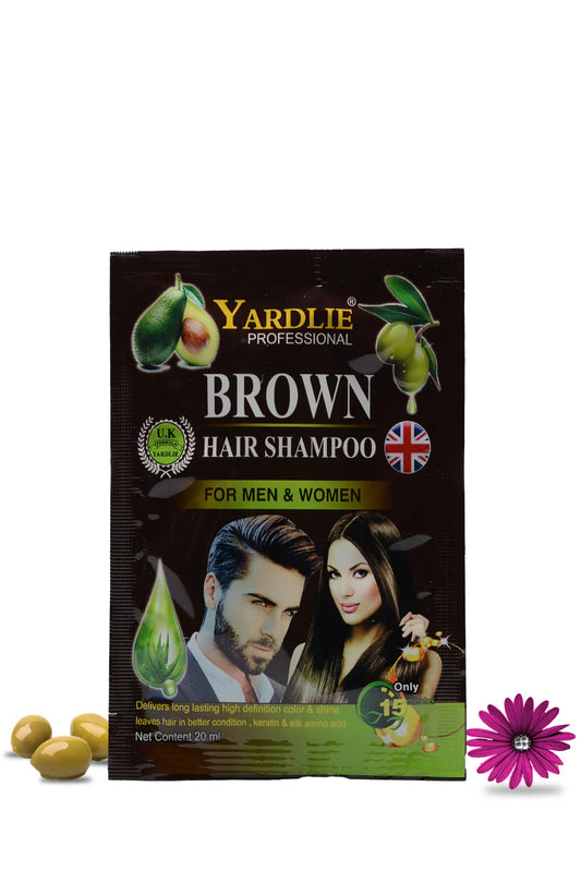 Yardlie Brown Hair Color Shampoo UK Based Formula Sachet 20ML.