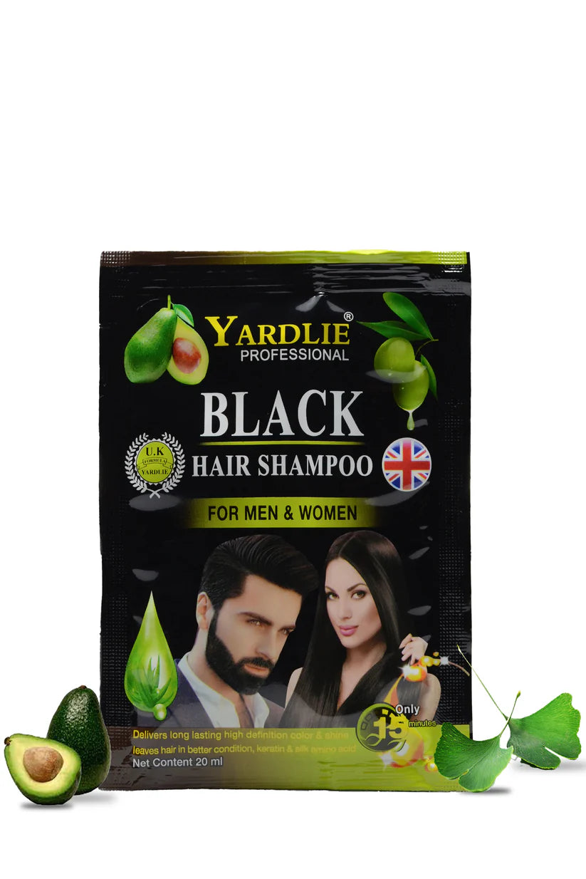 Yardlie Natural Black Hair Color Shampoo UK Based Formula Sachet 20ML.